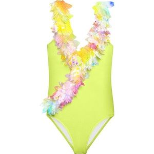 Never Worn Gorgeous Stella Cove Neon Yellow Swimsuit with Petals. Size 8